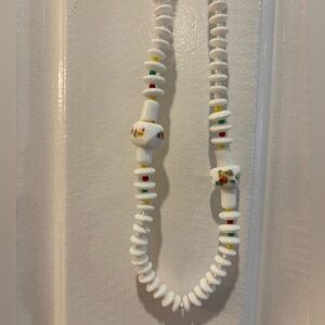 Vintage Miriam Haskell Flower Colored Milk Glass Beads Necklace
